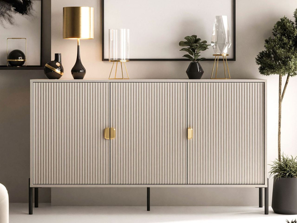 Commode avec portes et poignées dorées Orlean Cachemire