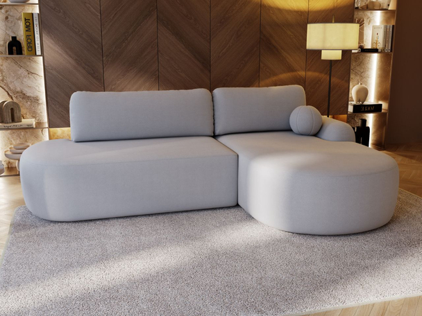 Canapé d'Angle Droit Convertible avec Coffre Aurio O Gris