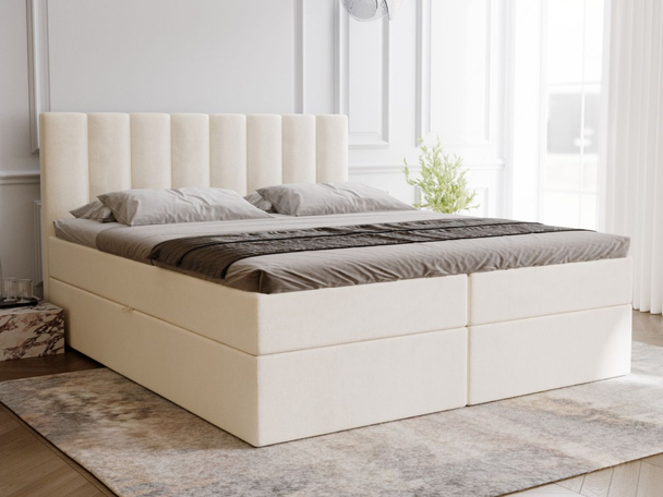 Lit Boxspring avec Coffre de Rangement 140x200 Mocca Beige