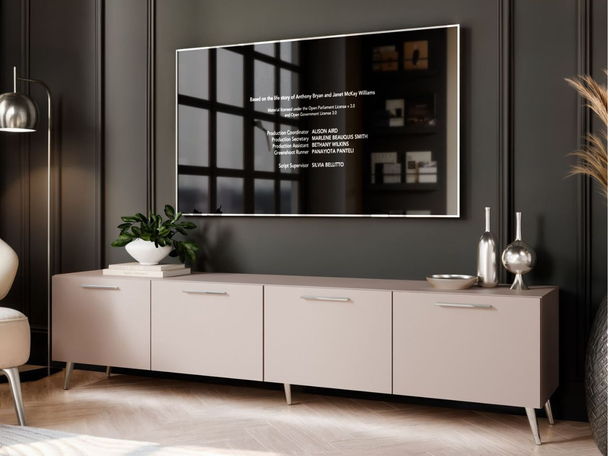 Meuble TV Rangement avec éclairage LED Noaé Cachemire