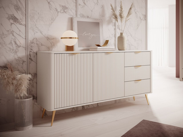 Commode avec Portes et Tiroirs 163 cm Latina Beige