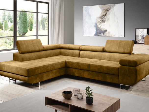 Canapé d'Angle Gauche Convertible avec Coffre Solam L Jaune