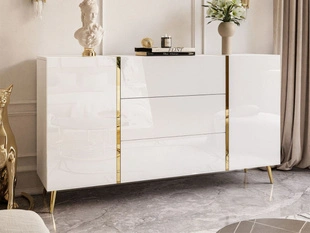 Buffet à Tiroirs à pieds hauts Lunelie Brillant blanc