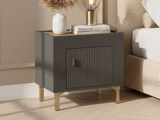 Table de chevet avec armoire Messina Noir