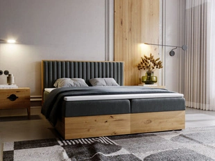 Lit Boxspring avec Coffre de Rangement 140x200 Forest Gris foncé