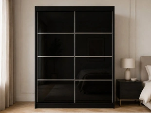 Armoire à portes coulissantes avec éclairage LED Ponti Noir