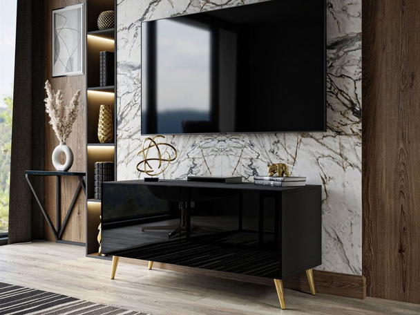Meuble TV Rangement avec éclairage LED Noaé Noir