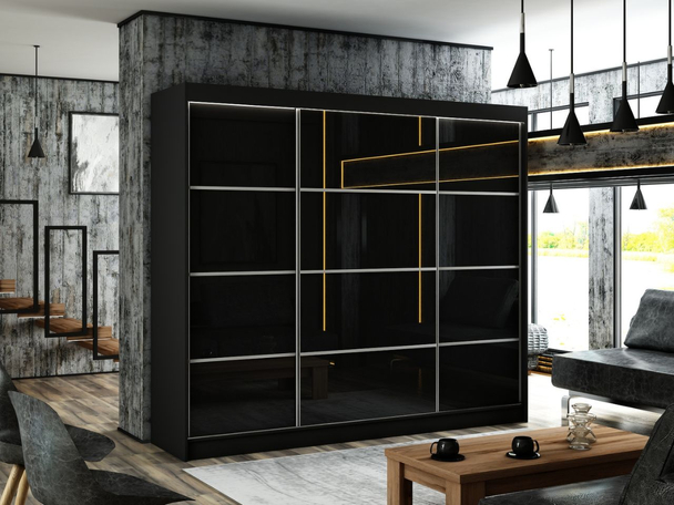 Armoire à portes coulissantes avec éclairage LED Ponti Noir
