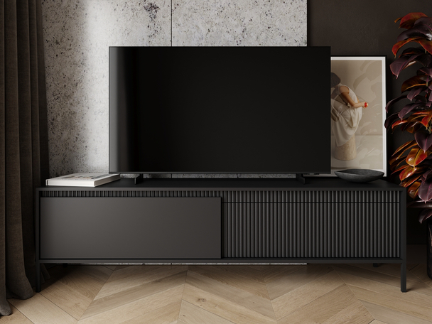 Meuble TV avec Portes 187 cm Sorano Noir