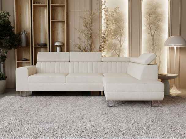 Canapé d'Angle Droite Convertible avec Coffre Berona Beige