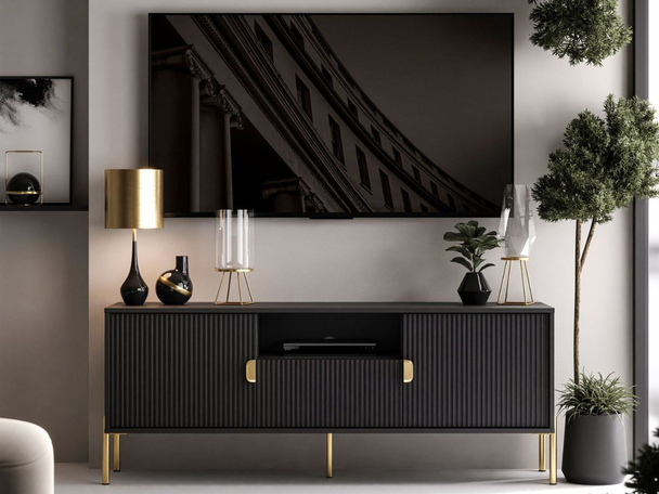 Meuble TV Rangement Orlean Noir mat