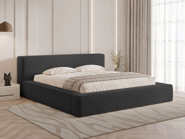 Lit Coffre rembourré avec sommier relevable 140x200 Mali Noir