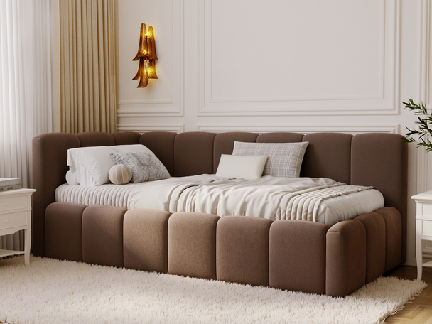 Lit adolescent 1 place avec rangement et sommier 90x200 Cloud One Marron