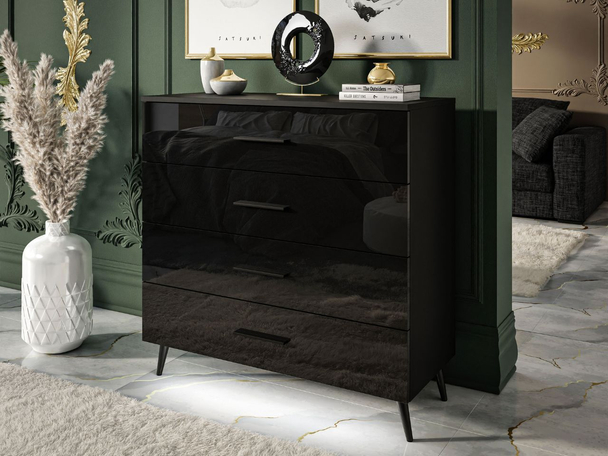 Commode de Rangement avec éclairage LED Nuveo Noir