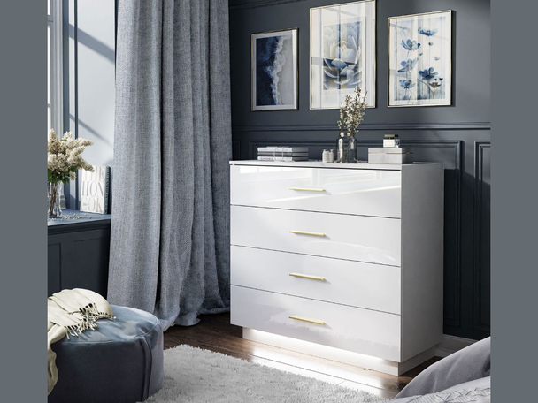 Commode de Rangement avec éclairage LED Nuveo Blanc