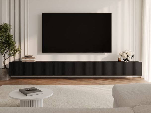 Ensemble de meubles TV avec portes 300 cm Kioto Noir