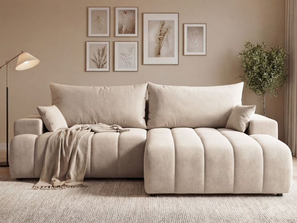 Canapé d'Angle Droite Convertible avec Coffre Caleo Beige