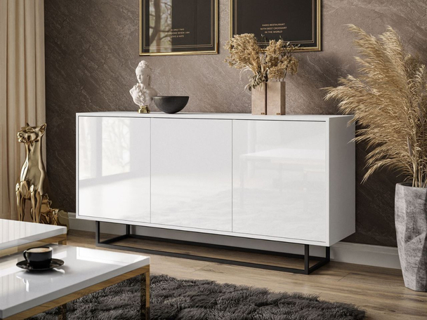 Commode glamour pour le salon Vivance Brillant blanc