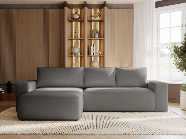 Canapé d'Angle Gauche Convertible avec Coffre Tazones Gris foncé