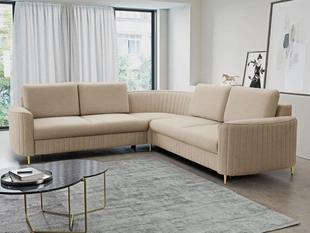Canapé d'angle droit Convertible avec Coffre Limon Beige foncé