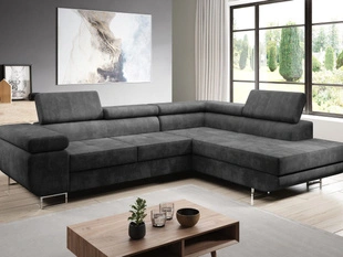 Canapé d'Angle Droite Convertible avec Coffre Solam L Gris foncé