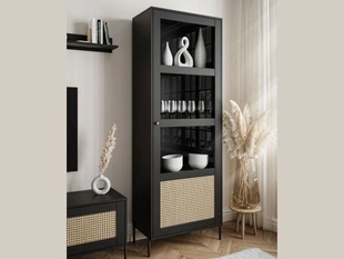 Vitrine étroite sur pied de style bohème Bellance Noir