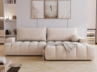 Canapé d'Angle Droite Convertible avec Coffre Havi Beige clair