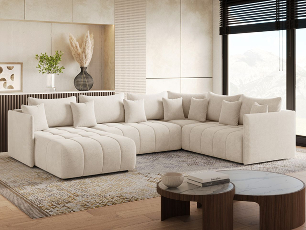 Canapé Panoramique Convertible avec Coffre Ardi Bis Beige