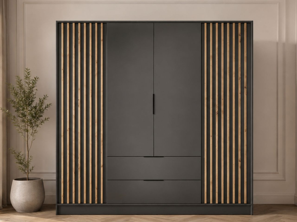 Armoire Portes Battantes Macron Graphite à lamelles