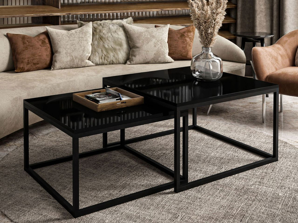 Tables Basses Gigognes Asumi Brillant noir 40x46