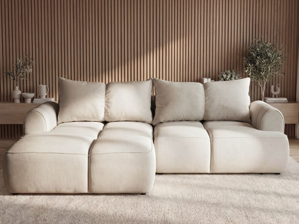 Canapé d'Angle Gauche Convertible avec Coffre Boono Beige