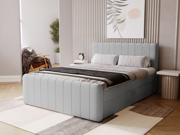 Lit Boxspring avec Coffre de Rangement 120x200 Osteno Gris