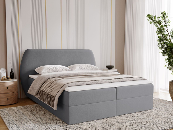 Lit Boxspring avec Coffre de Rangement 140x200 Bogota Gris foncé