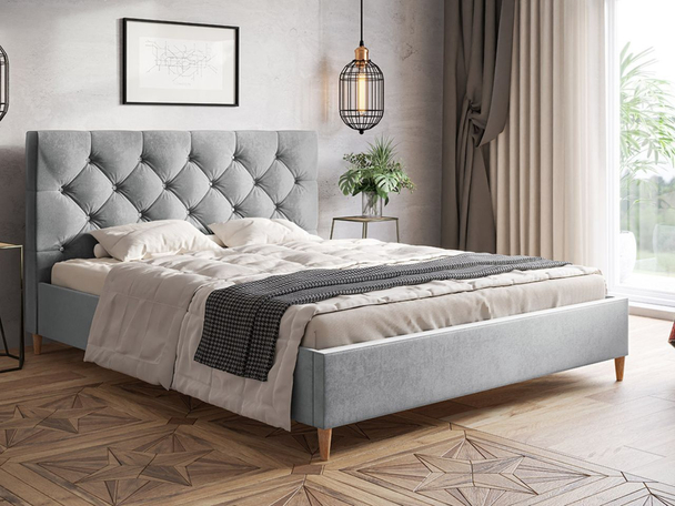 Łóżko tapicerowane ze stelażem 160x200 Tril Szary