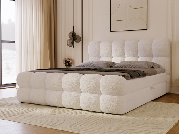 Lit Boxspring avec Coffre de Rangement 140x200 Modo Beige
