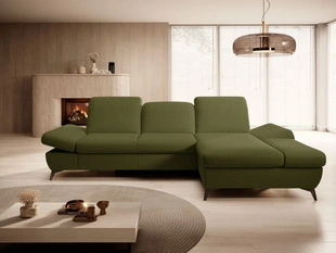Canapé d'Angle Droite Convertible avec Coffre Hannover Vert foncé
