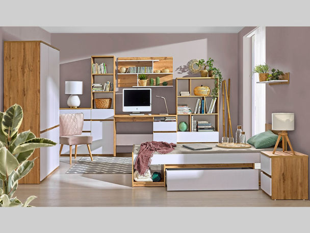 Ensemble de meubles pour chambre d'adolescent Arcadia marron, blanc