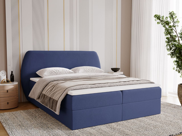 Lit Boxspring avec Coffre de Rangement 180x200 Bogota Bleu