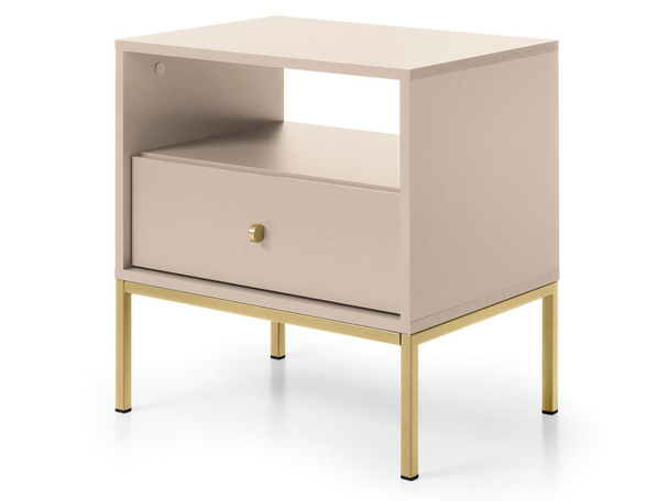 Table de Chevet avec Tiroir sur Pieds Dorés Amor Beige Sable