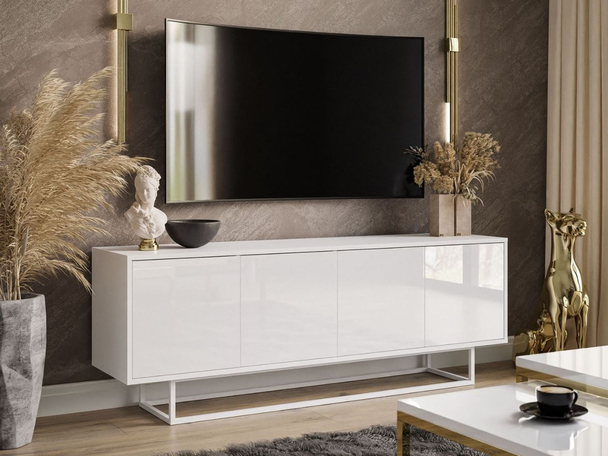 Meuble TV avec portes Vivance Blanc brillant