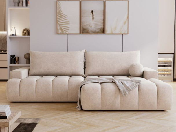 Canapé d'Angle Droite Convertible avec Coffre Havi Beige clair