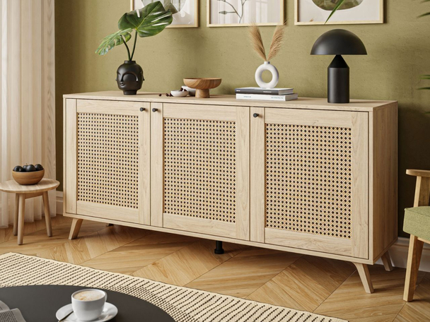 Commode à trois portes de style bohème Bellance Marron