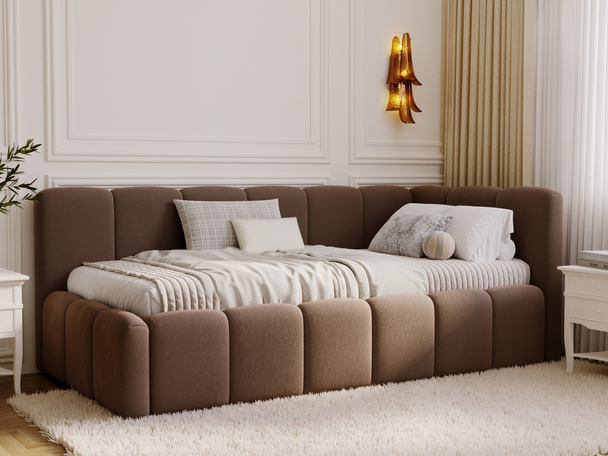 Lit adolescent 1 place avec rangement et sommier 90x200 Cloud One Marron