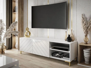 Meuble TV glamour Vionel Blanc brillant
