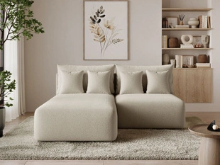 Canapé d'Angle Gauche Convertible avec Coffre Ronni Beige