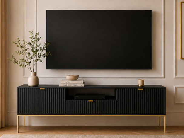 Meuble TV Rangement Amber noir