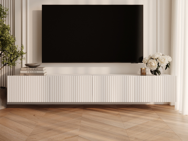 Meuble TV avec portes 200 cm Kioto Blanc mat