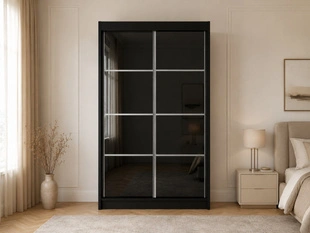 Armoire à portes coulissantes avec éclairage LED Ponti Noir