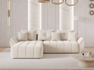 Canapé d'Angle Convertible avec Coffre Réversible Decor L Beige