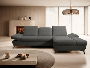 Canapé d'Angle Droite Convertible avec Coffre Hannover Gris foncé